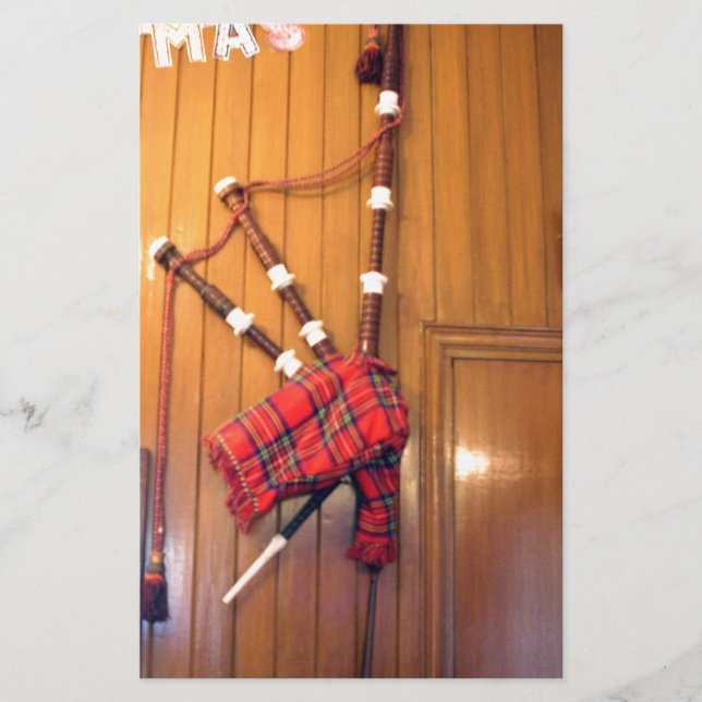 Scotland Bagpipe Tartan Plaid Musical Instrument Stationery (Front)