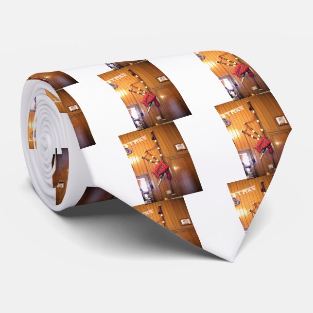 Scotland Bagpipe Tartan Plaid Musical Instrument Tie (Rolled)