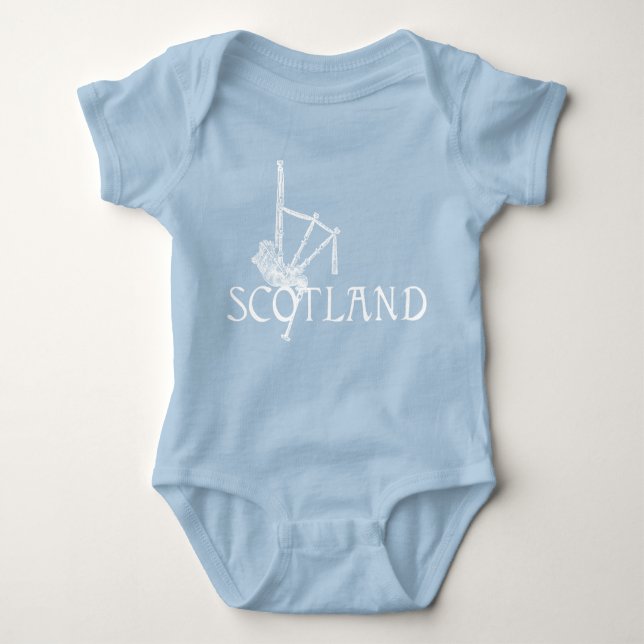 Scotland Bagpipes, Scottish Design Baby Bodysuit (Front)