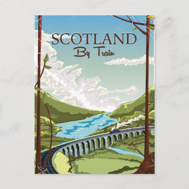Scotland By train locomotive Travel poster Postcard (Front)