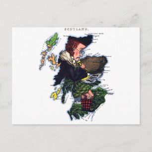 Scotland Caricature Map Postcard