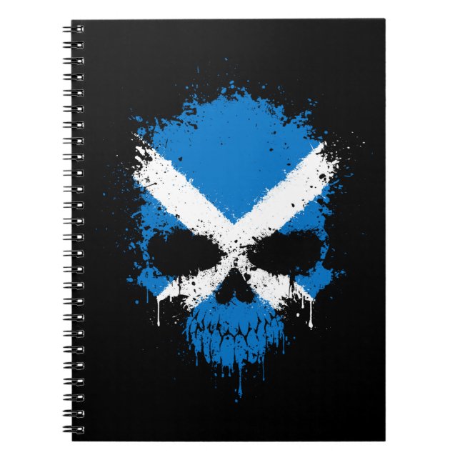 Scotland Dripping Splatter Skull Spiral Notebook (Front)