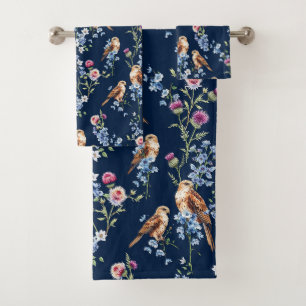 Scotland Eagle Thistle Bluebell Floral Pattern Bath Towel Set