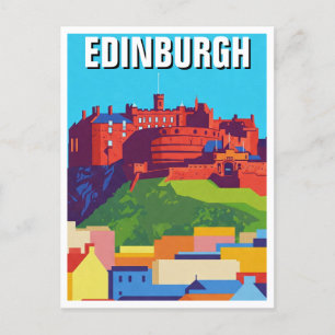 Scotland Edinburgh Castle Abstract Art Postcard