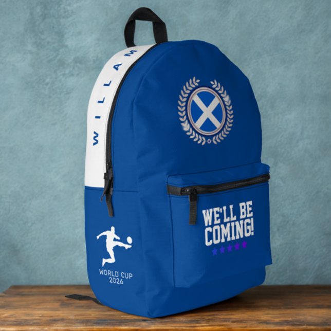 Scotland Flag Badge | Football World Cup 2026 Printed Backpack (Modern football world cup 2026 with name bag)