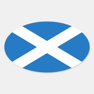 Scotland Flag: Blue with White diagonal lines Oval Sticker