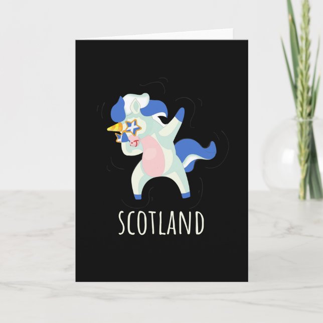 Scotland Flag Dabbing Unicorn Card (Front)