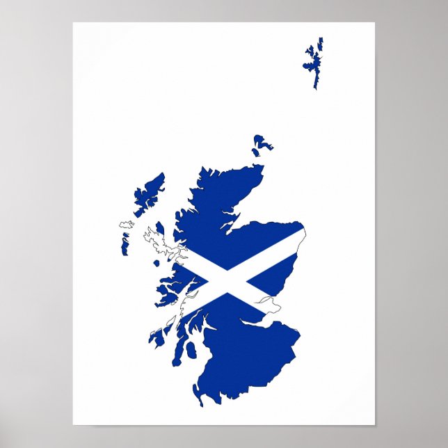 scotland flag map united kingdom country shape poster (Front)