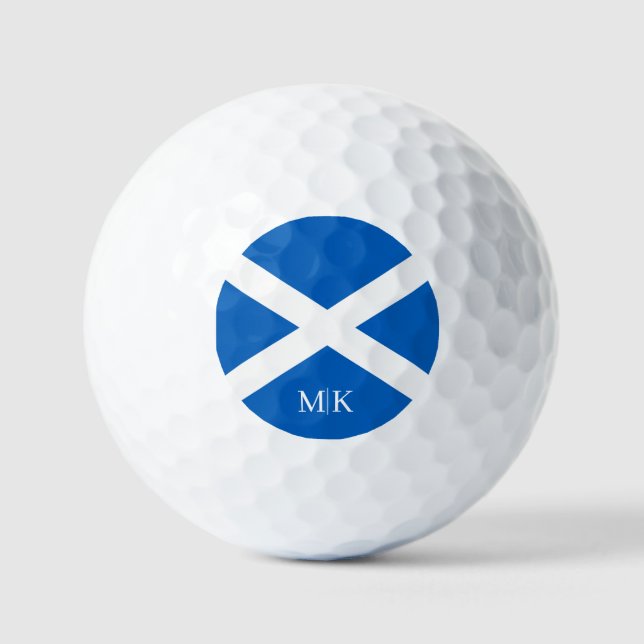 Scotland Flag Modern Monogram  Golf Balls (Front)