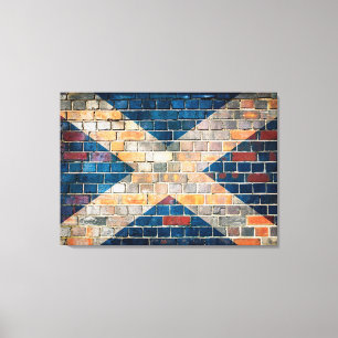 Scotland flag on a brick wall canvas print
