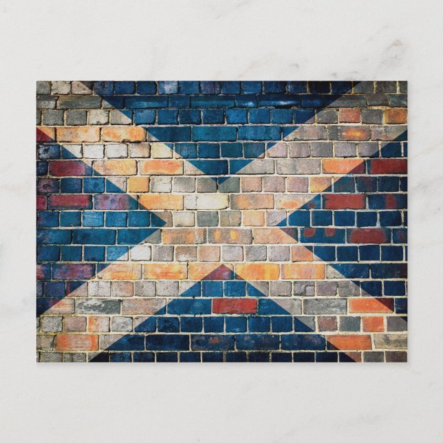 Scotland flag on a brick wall postcard (Front)