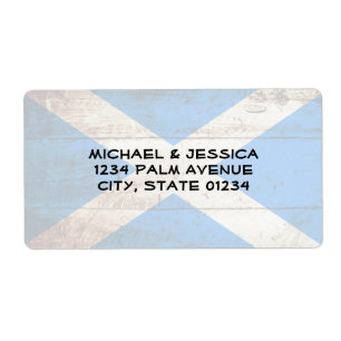 Scotland Flag on Old Wood Grain