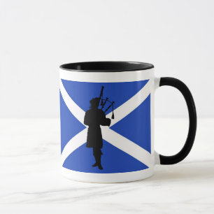 Scotland flag, Scottish bag piper silhouette Mug