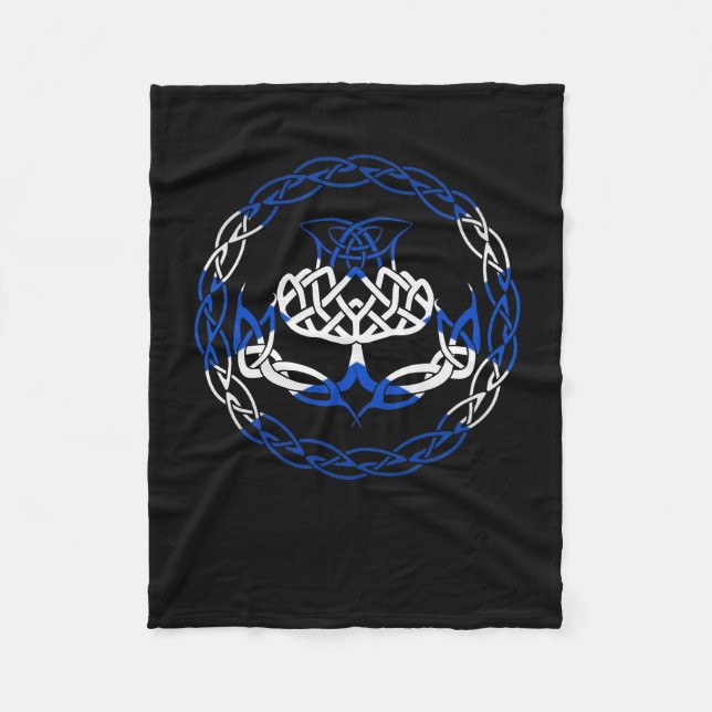 Scotland Flag Scottish Thistle Fleece Blanket (Front)