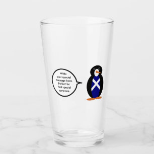 Scotland Flag Wildlife Penguin Personalised Gift Glass