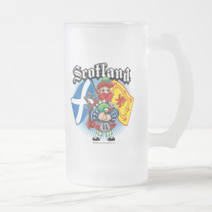 Scotland Flags and Piper Frosted Glass Beer Mug