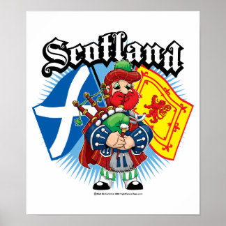 Scotland Flags and Piper Poster