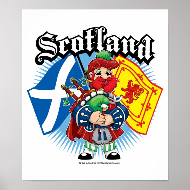 Scotland Flags and Piper Poster (Front)