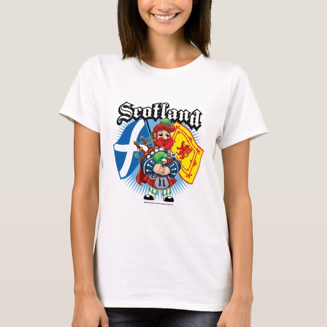 Scotland Flags and Piper T-Shirt (Front)