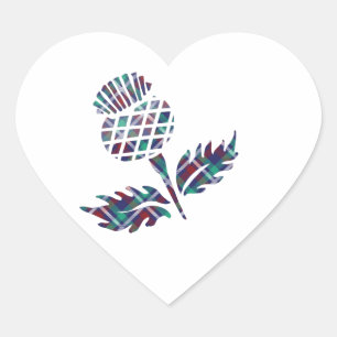 Scotland Gifts Scottish Thistle Tartan Plaid Gift Heart Sticker