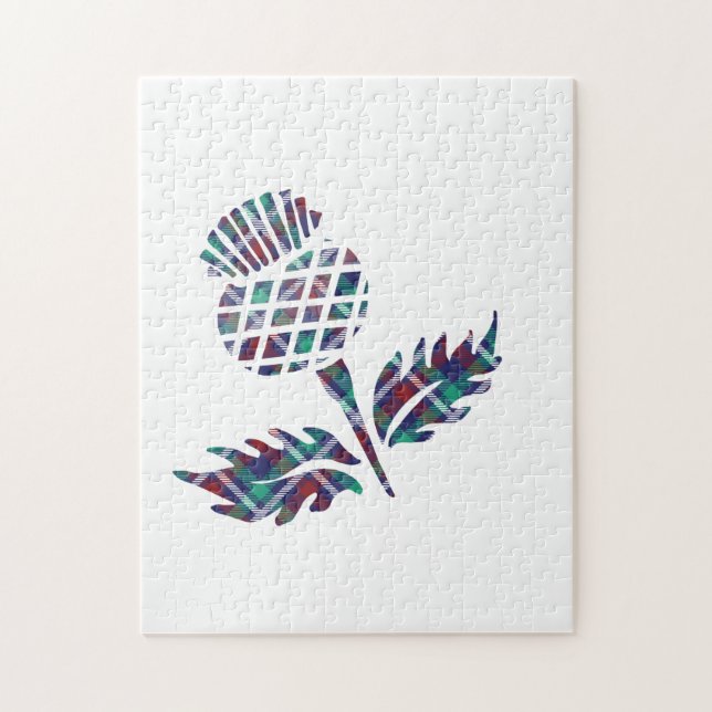 Scotland Gifts Scottish Thistle Tartan Plaid Gift Jigsaw Puzzle (Vertical)