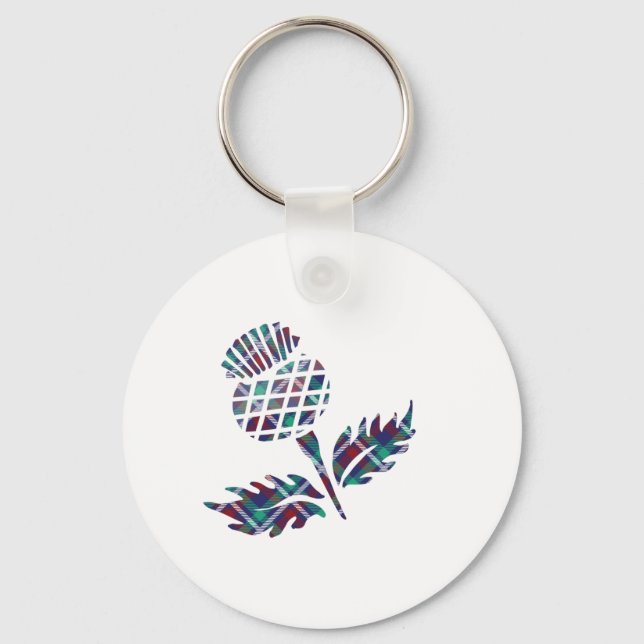 Scotland Gifts Scottish Thistle Tartan Plaid Gift Key Ring (Front)