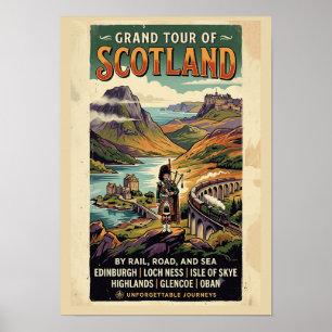 Scotland Grand Tour Retro Travel Poster