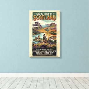Scotland Grand Tour Retro Travel Poster Canvas Print