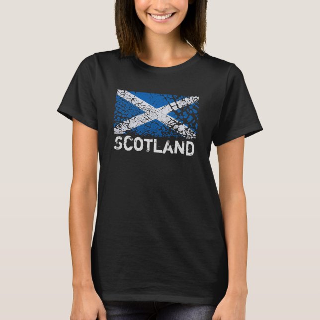 Scotland + Grunge Scottish Flag T-Shirt (Front)
