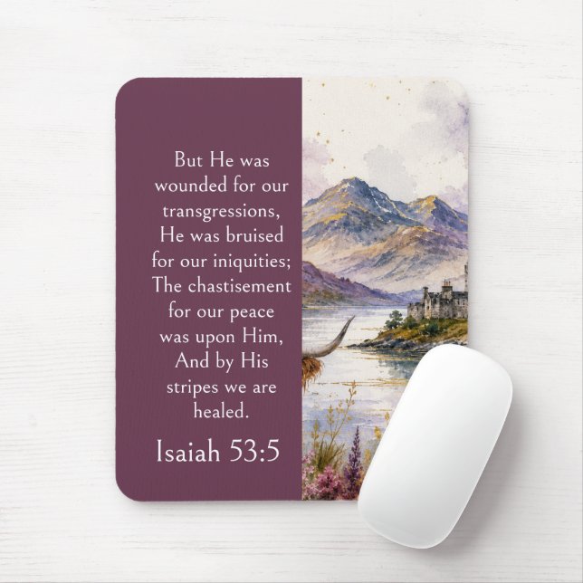 Scotland Highlands Aesthetic, Isaiah 53:5 Bible  Mouse Pad (With Mouse)