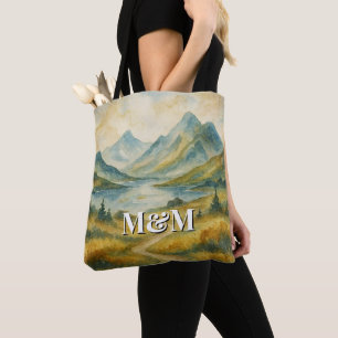 Scotland Highlands Aesthetic, Monogram Modern Tote Bag
