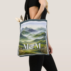 Scotland Highlands Aesthetic, Monogram Modern Tote Bag
