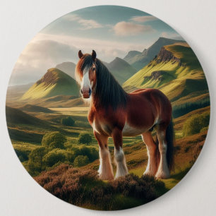 Scotland highlands Clydesdale horse 6 Cm Round Badge