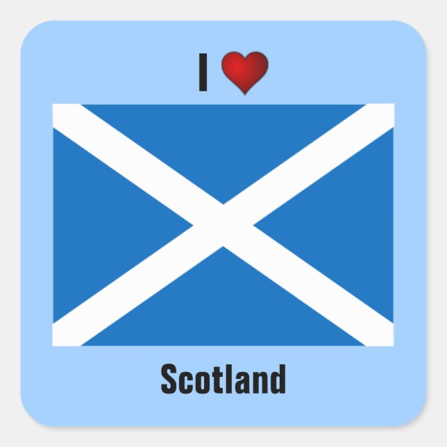 SCOTLAND: I Love Scotland Square Sticker (Front)