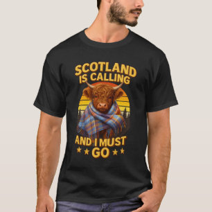 Scotland Is Calling And I Must Go Highland Cow Adv T-Shirt