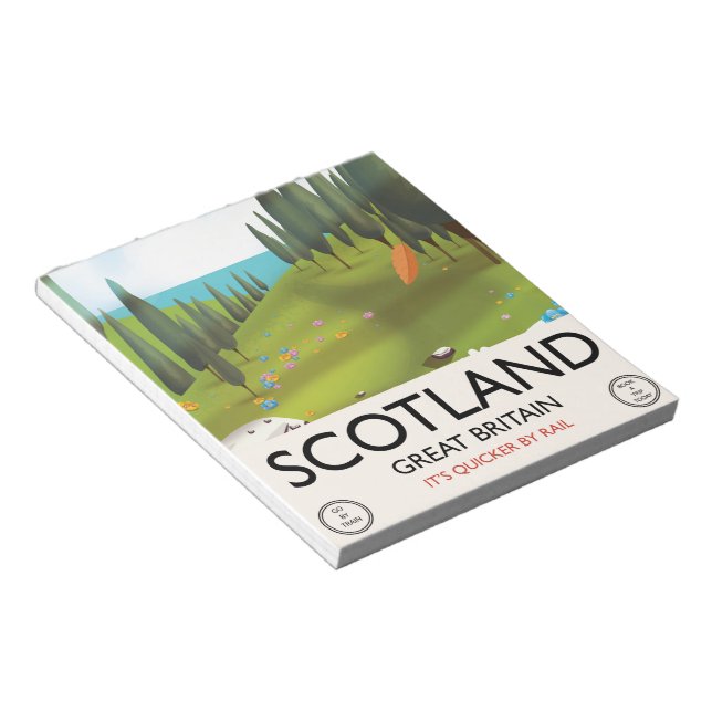 Scotland 'It's quicker by rail' Travel poster Notepad (Angled)