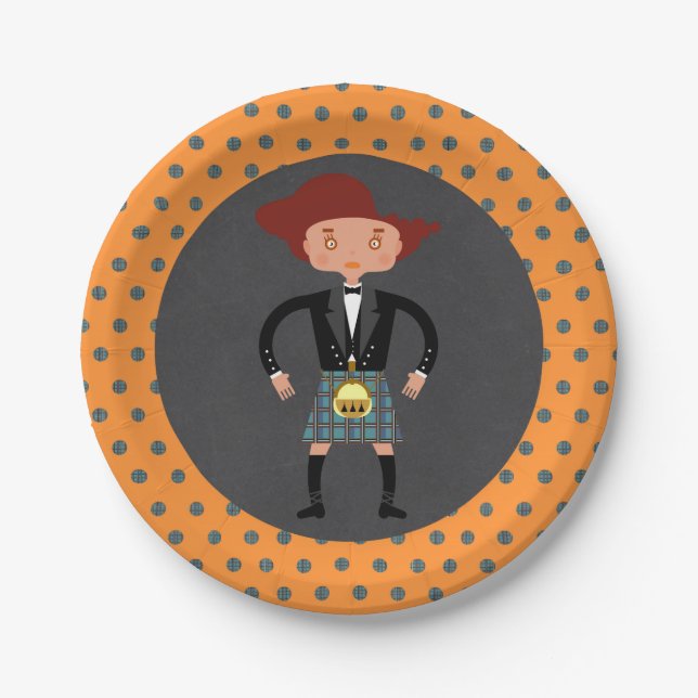 Scotland kid with kilt Birthday Party Paper Plate (Front)