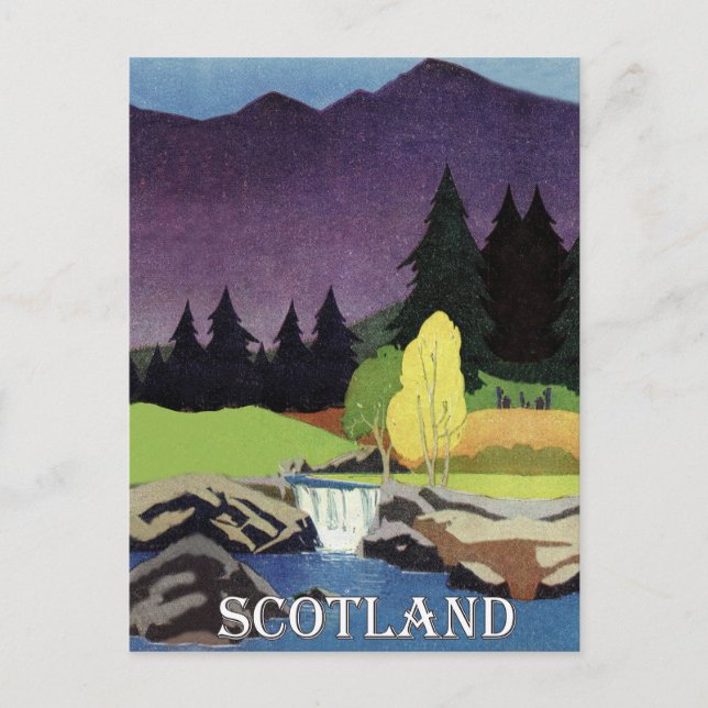 Scotland, Lake and Small Waterfall Postcard (Front)