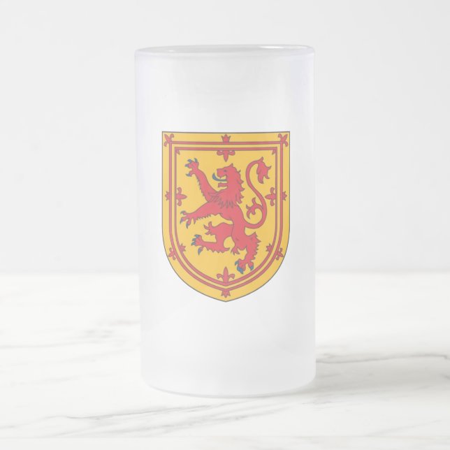 Scotland Lion Rampant Shield Frosted Glass Beer Mug (Center)