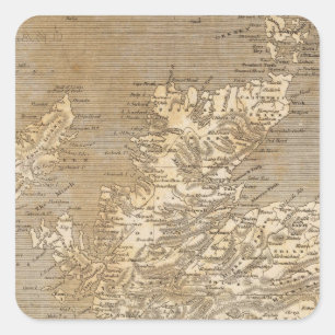 Scotland Map by Arrowsmith Square Sticker