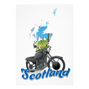 Scotland Motorcycle map travel poser Photo Print