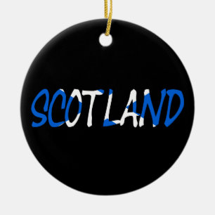 Scotland overlaid on Scottish Flag orncn Ceramic Tree Decoration