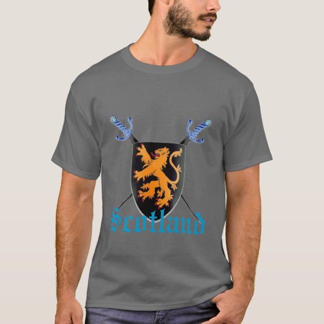 Scotland Rampant Lion Cross Swords Tee Customised (Front)