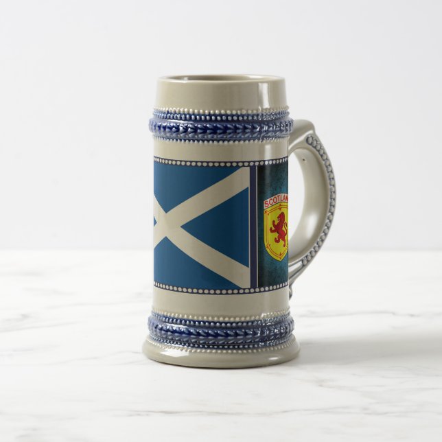 Scotland, Rampant lion, flag, St. Andrew's flag Beer Stein (Front Right)