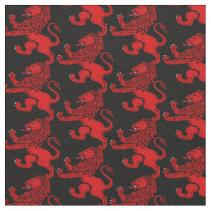 Scotland red Rampant Lion on black Fabric