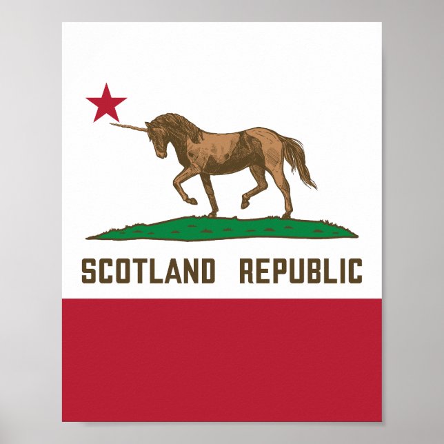 Scotland Republic California Flag Unicorn Poster (Front)