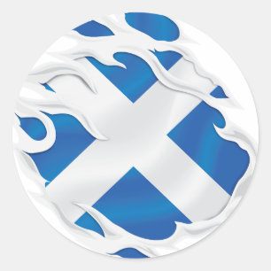 Scotland Ripped Flag Classic Round Sticker