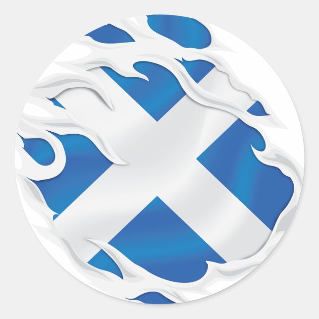 Scotland Ripped Flag Classic Round Sticker (Front)