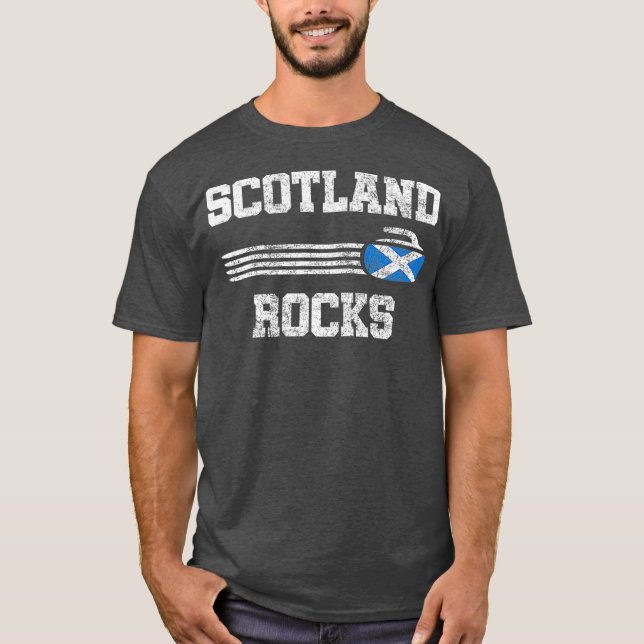 Scotland Rocks Vintage Curling T-Shirt (Front)
