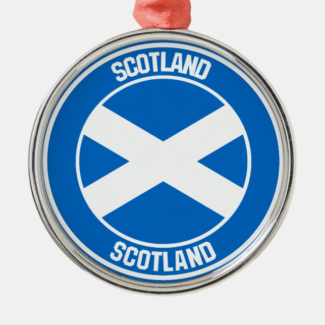 Scotland Round Emblem Metal Tree Decoration (Front)